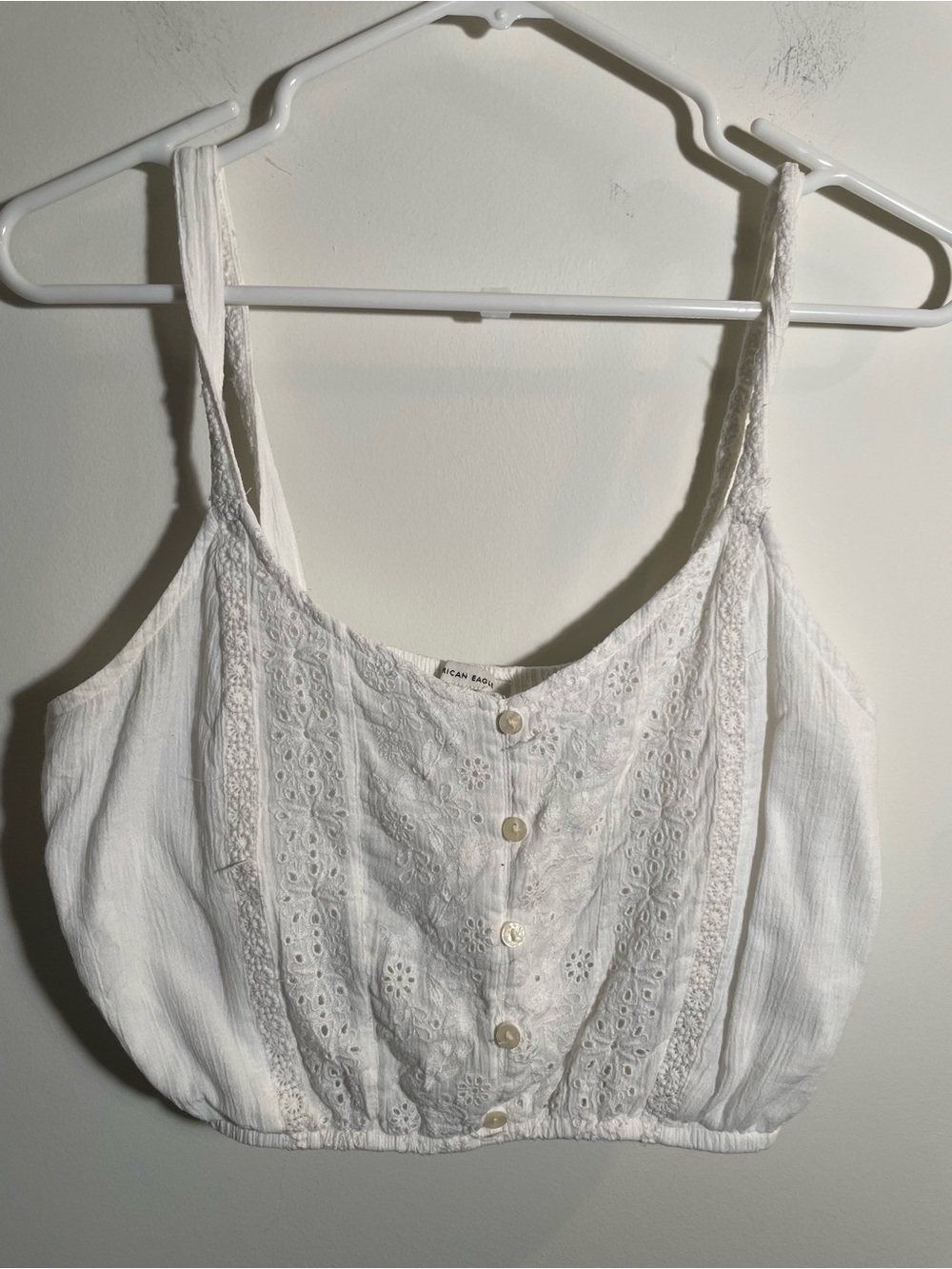 American Eagle crop camisole top embroidered cotton blend S